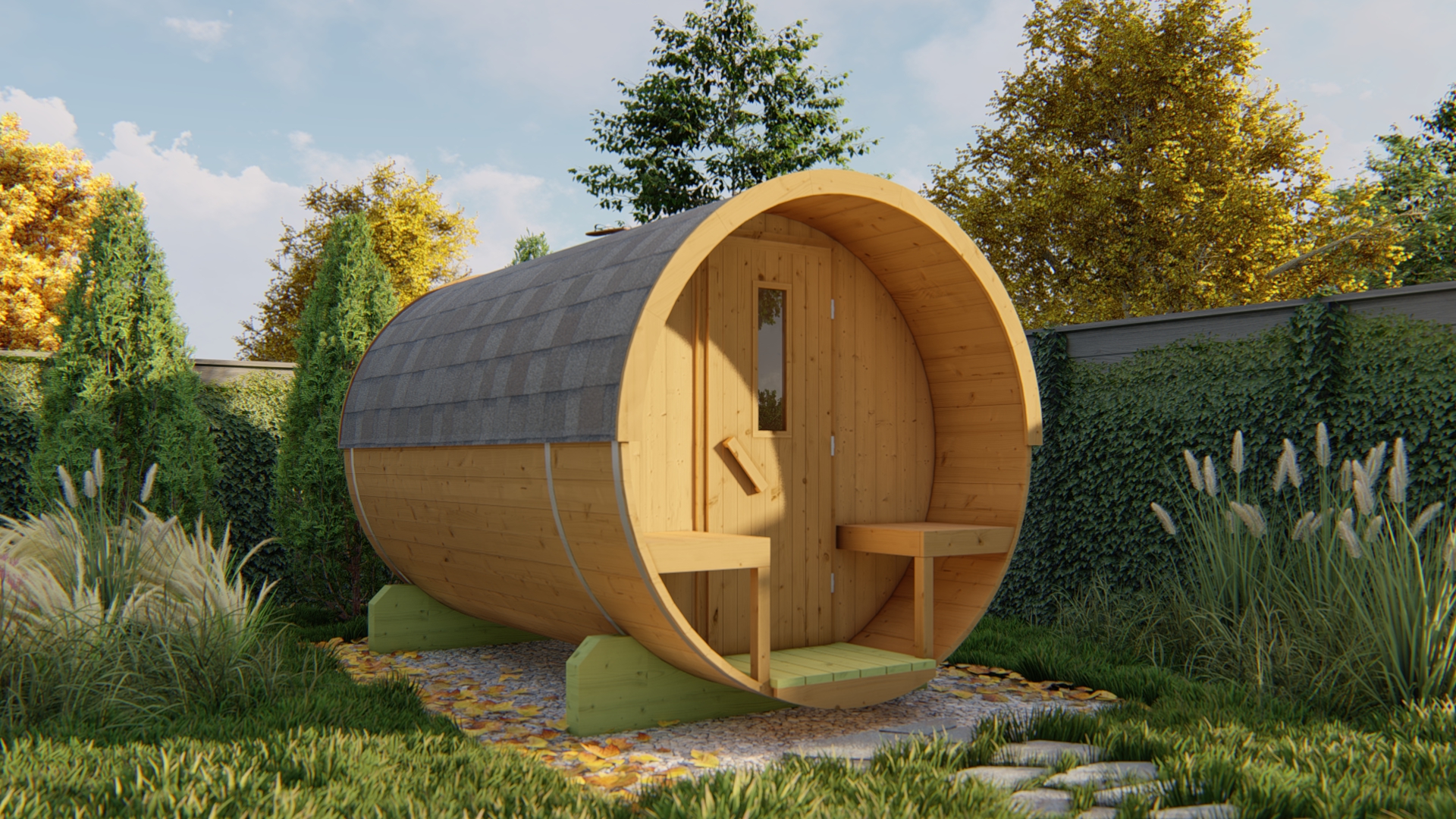 Barrelsauna Ø205 x 300 cm | 42 mm | Thermowood